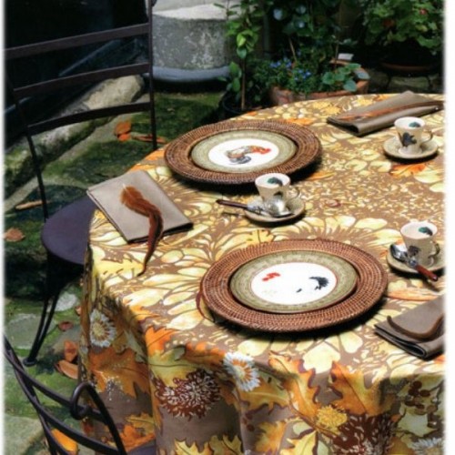 Nappe Jardins d'Hiver col.2 brun, dim.170x170cm, Beauvillé