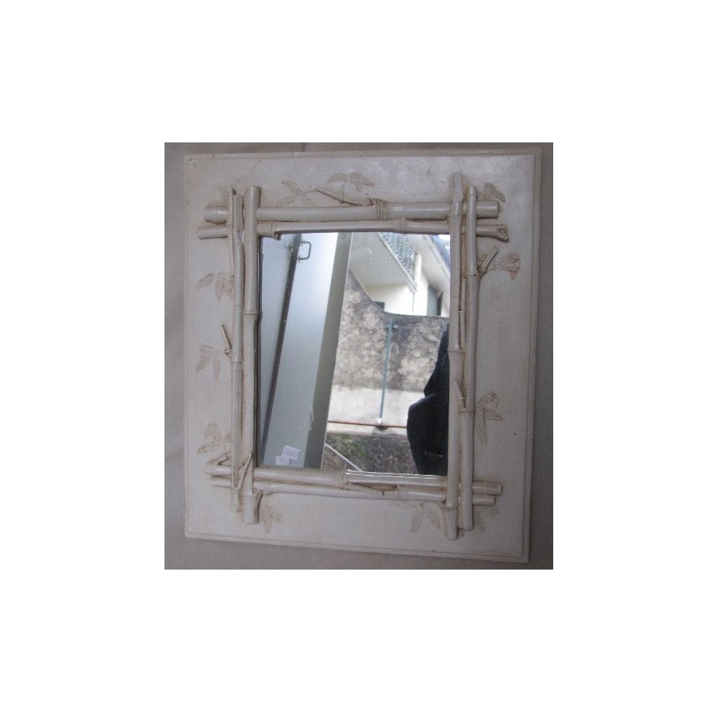 Miroir en platre Daniel Mourre 40 x H 45. Motif Bambou