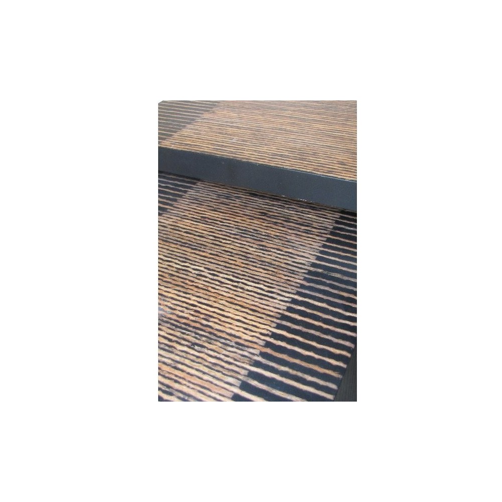 Table gigogne en paire en bois bambou et resine. Motif Lignes 50 x 40 h. 55