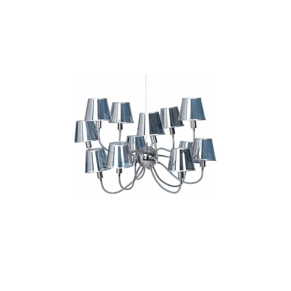 Lustre Now's Home 6 lampes flexibles. Abat jours argent. Diam. 60 cm