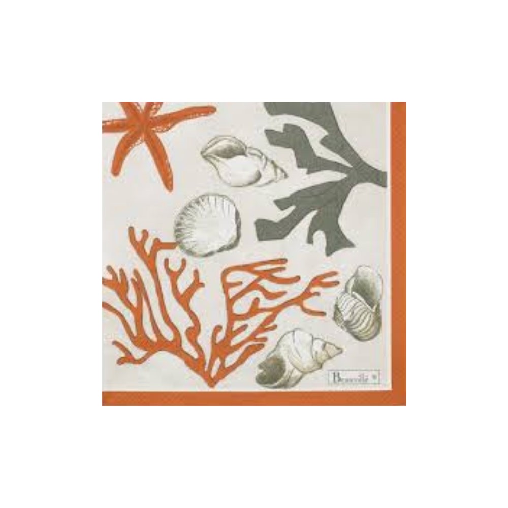 serviettes papier BEAUVILLE - CORAIL col 1 rouge 16,5 x 16,5 cm