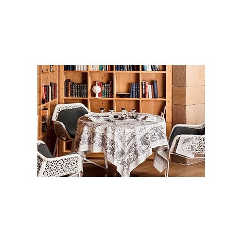 Nappe Topkapi, col.64 argent, dim.170x170cm, Beauvillé