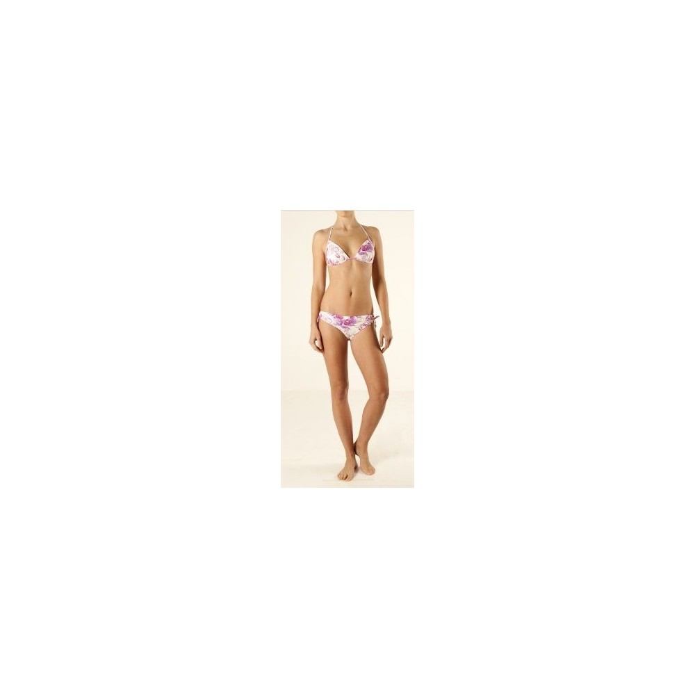 Bikini Manuel Canovas, Alaia Mykonos blanc avec feuilles rose-mauve, T3 (38) 