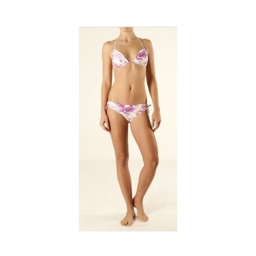 Bikini Manuel Canovas, Alaia Mykonos blanc avec feuilles rose-mauve, T3 (38) 