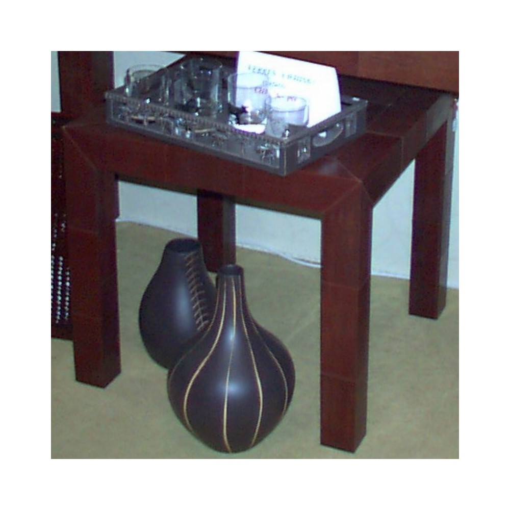 Tables gigognes en Verre et Inox Marco Polo. Prof: 40 cm Larg 52 cm Haut 47 cm 