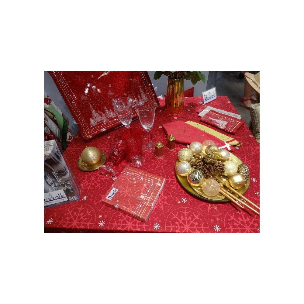 serviettes papier BEAUVILLE - CORAIL col 1 rouge 16,5 x 16,5 cm