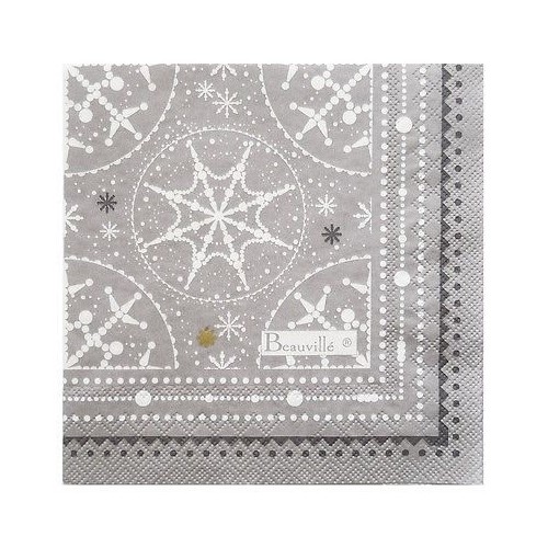 Serviettes papier MEGEVE col.3 givre, dim.33 x 33 cm, Beauvillé