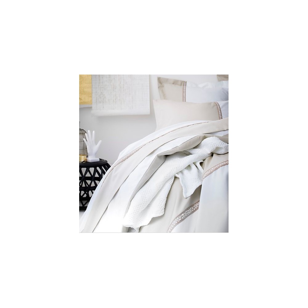 Housse de couette Toi et Moi Traverse, beige-blanc, dim.160x210cm, Essix