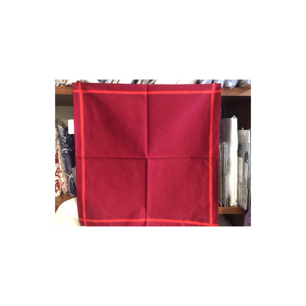 serviette BEAUVILLE - 52 x 52 cm prune, ligne rouge 11541-32