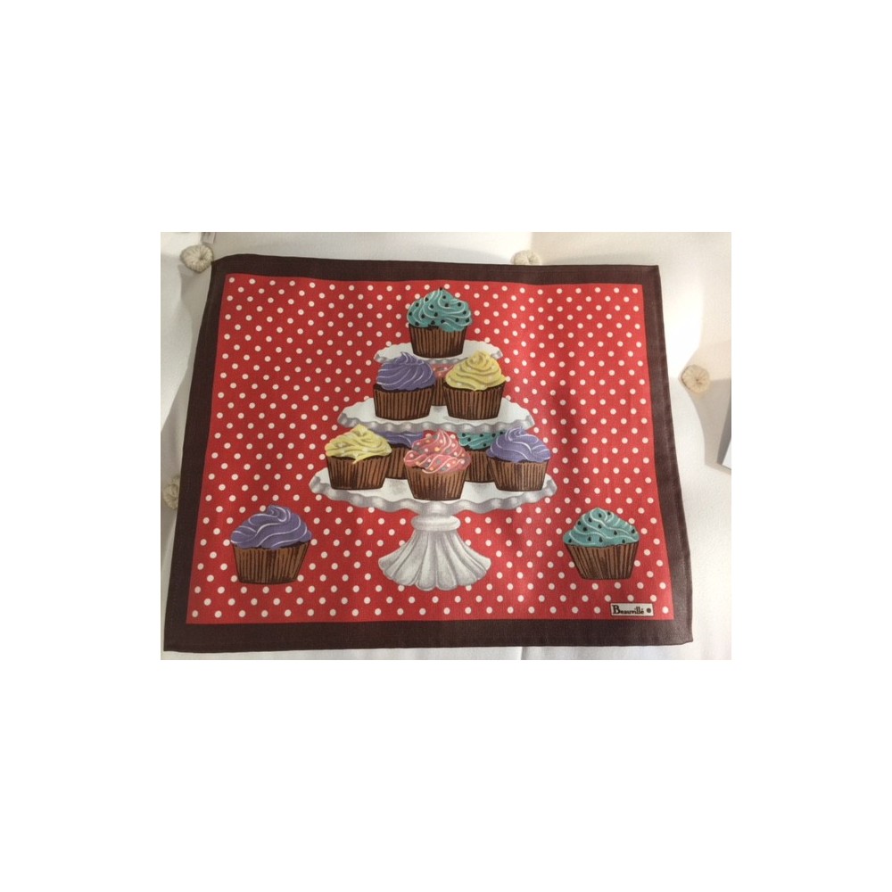 set de table BEAUVILLE - DELICES enduit de 38 x 48 cm col 1 rouge