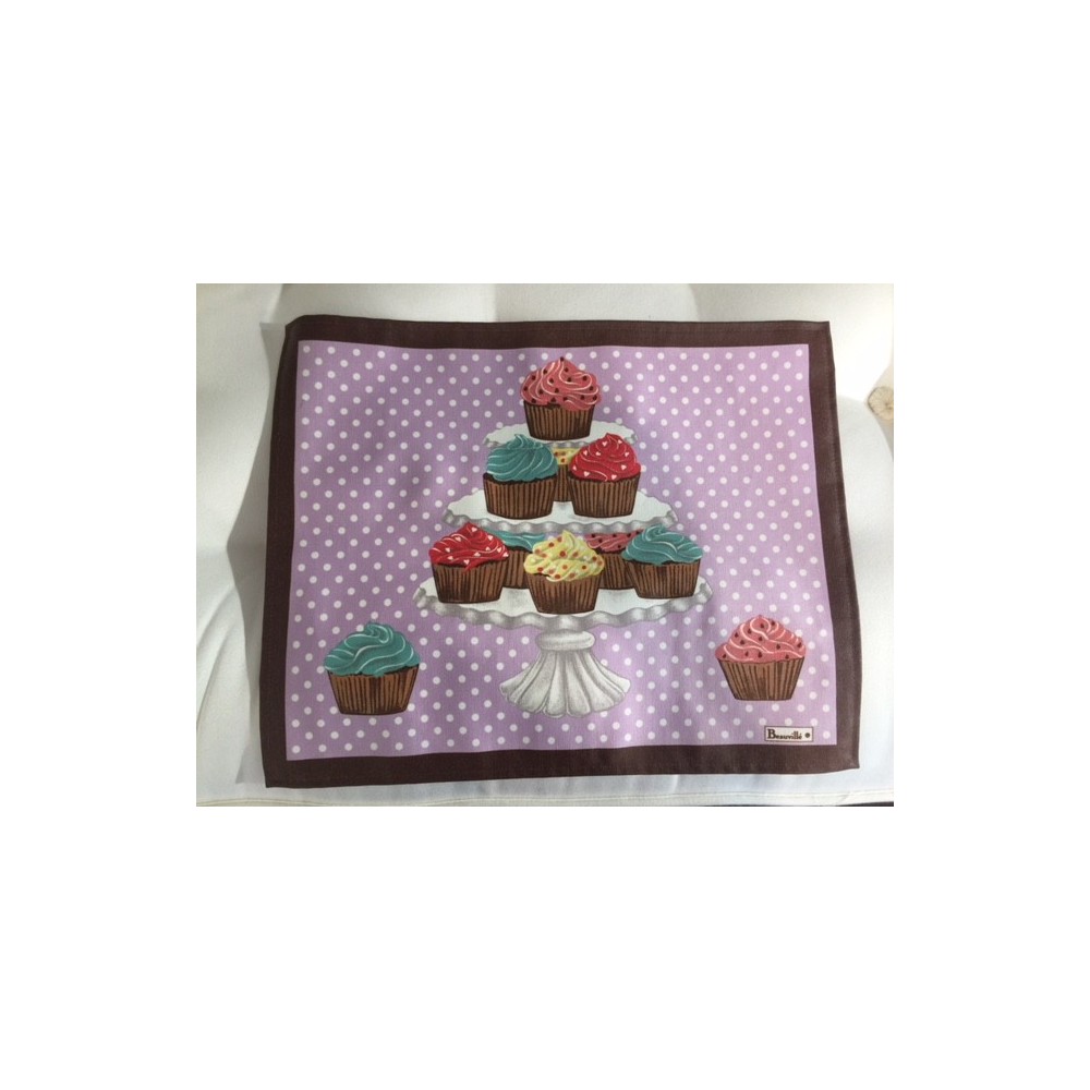 set de table BEAUVILLE - DELICES enduit de 38 x 48 cm col 2 mauve