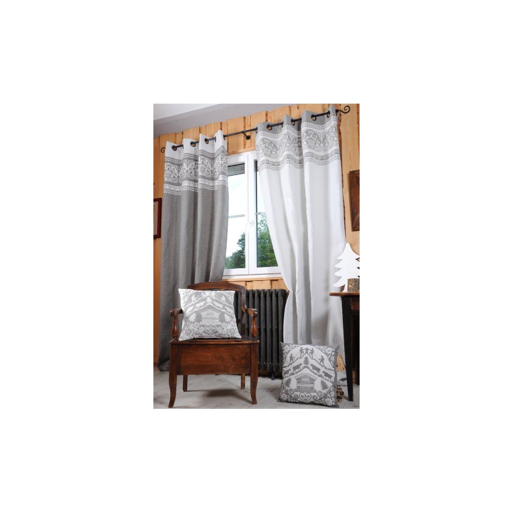 Pan de rideaux ARMAILLI fond gris, dim.135x260cm, STOF France