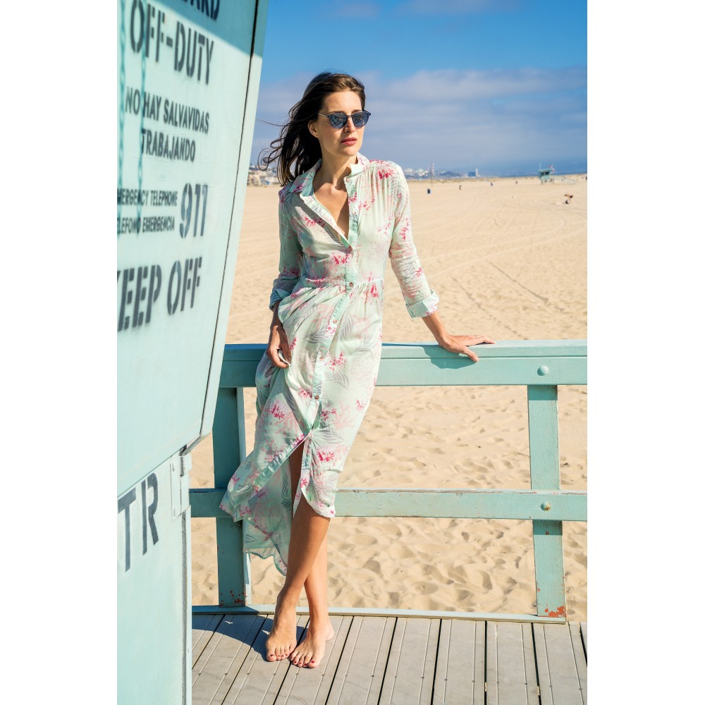 Dress APPOLINE rainbow turquoise-white, Manuel Canovas