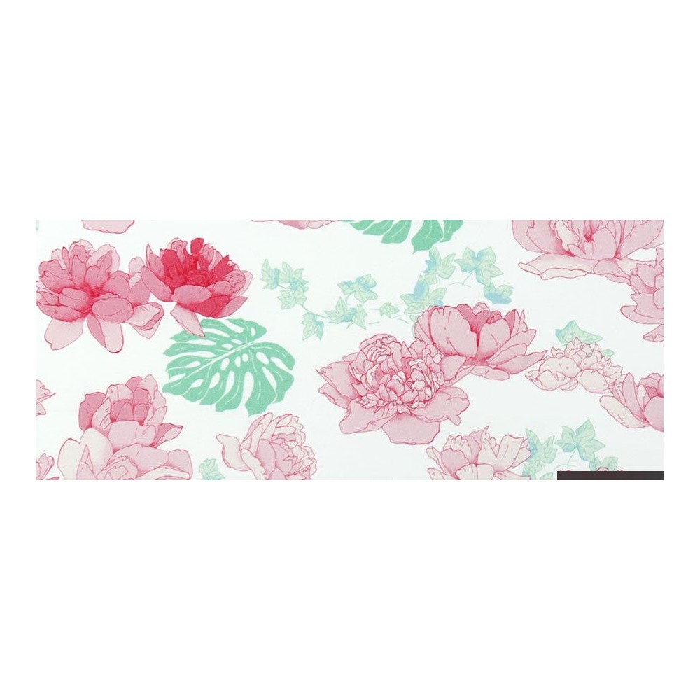 Robe DELIA Peony T3 (38) blanc motifs fleurs roses et vert d'eau,  Manuel Canovas