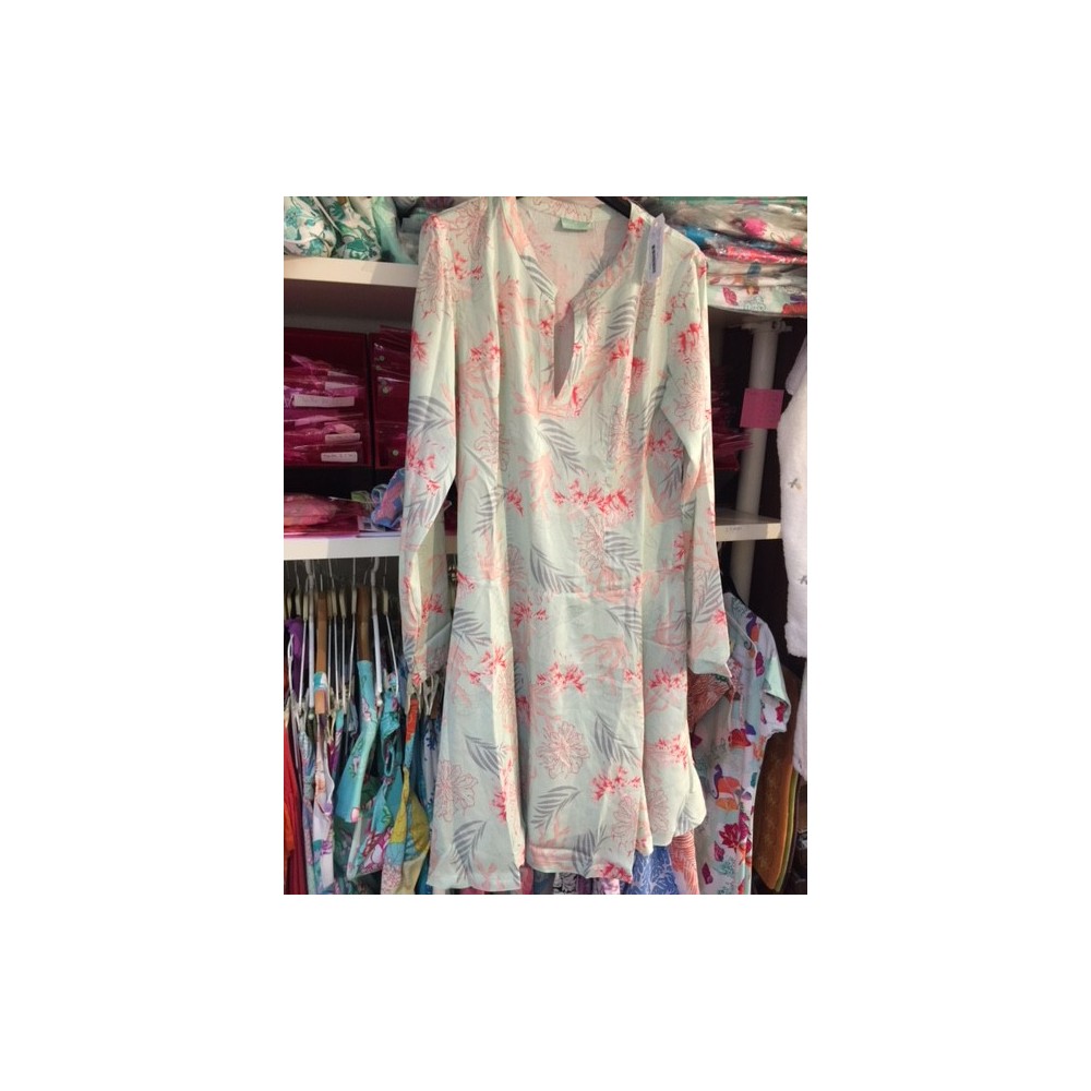 Dress APPOLINE rainbow turquoise-white, Manuel Canovas