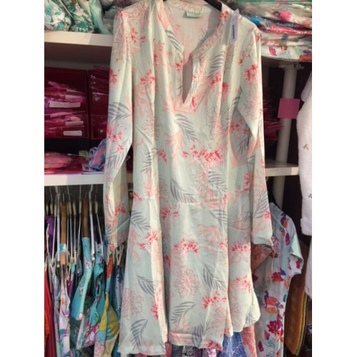 Robe DELIA Lulla T6 (44) vert pâle motifs corail orangé,  Manuel Canovas