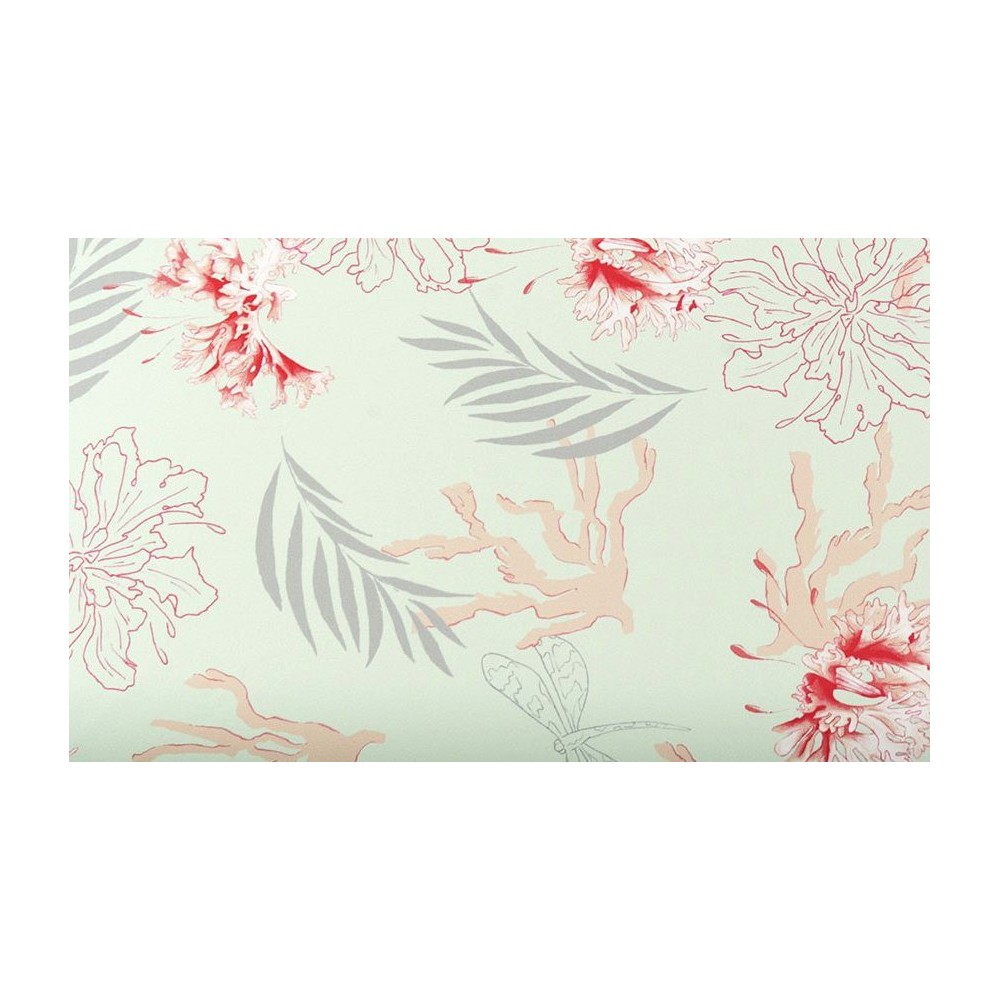 Robe DELIA Lulla T6 (44) vert pâle motifs corail orangé,  Manuel Canovas