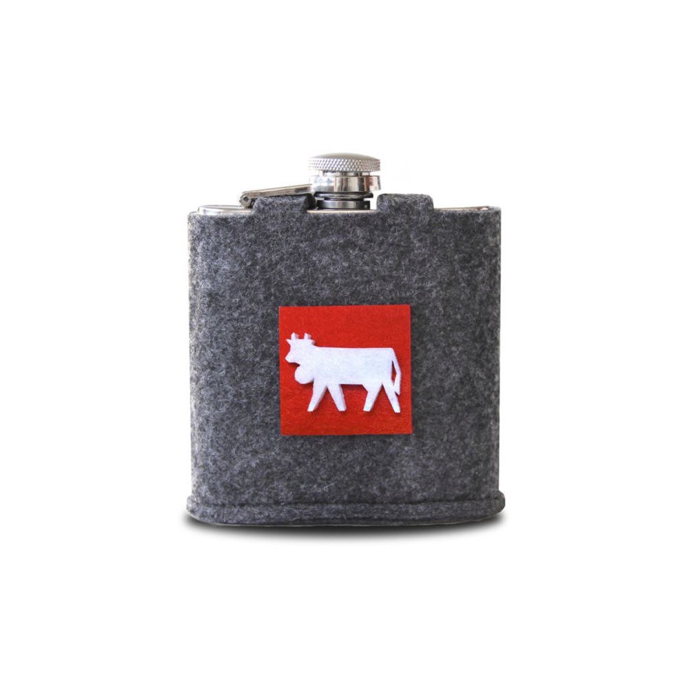 Flasque à liqueur avec housse motif vache réf 10.04.0017 col.gris, Steinlin
