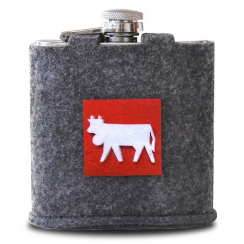 Flasque à liqueur avec housse motif vache réf 10.04.0017 col.gris, Steinlin
