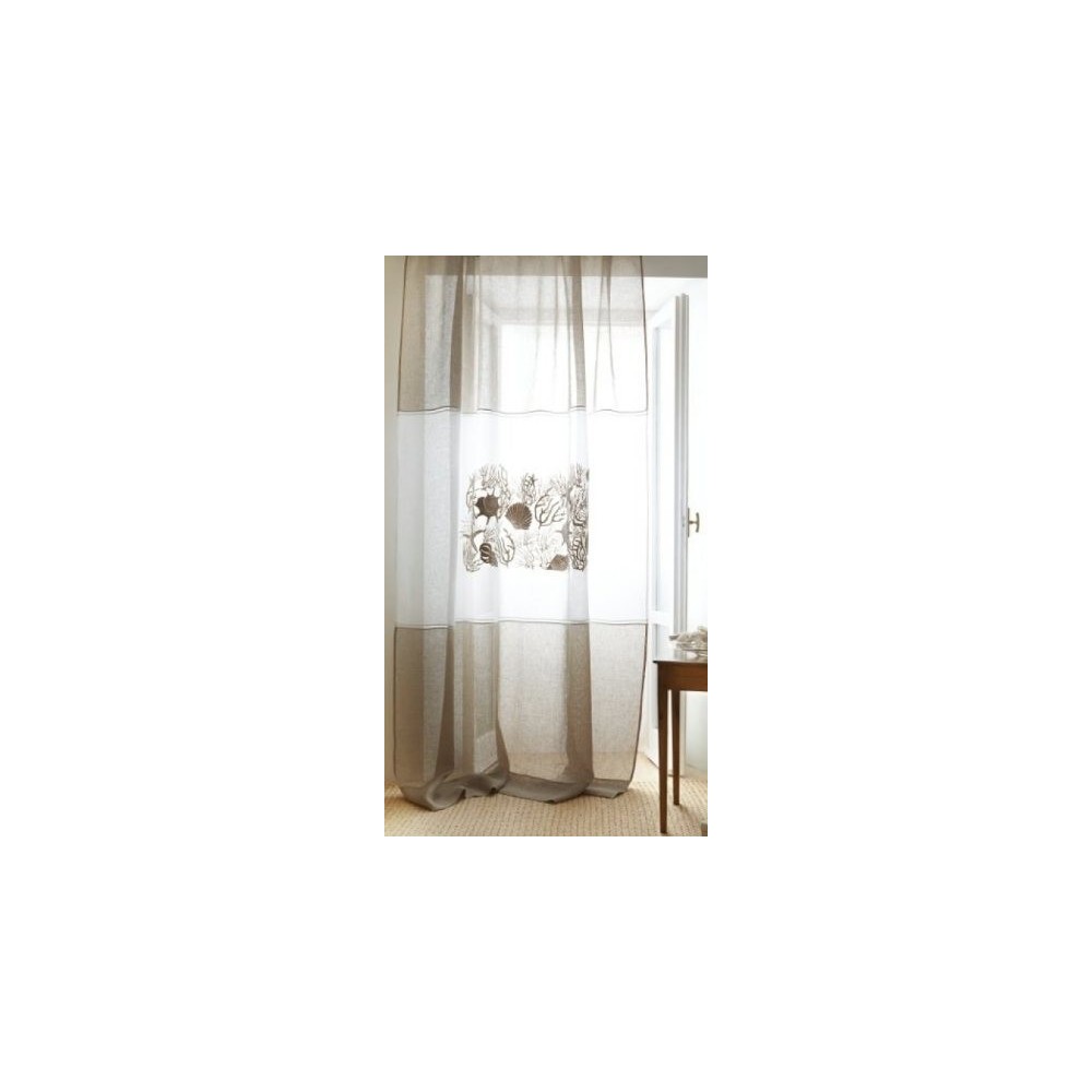 Rideau MASTRO RAPHAEL-AQUARIO lin 210 x 290 cm avec attaches dans le haut col 83 beige-turquoise