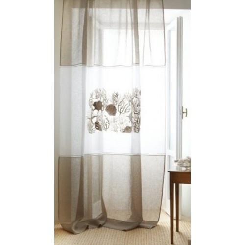 Rideau MASTRO RAPHAEL-AQUARIO lin 210 x 290 cm avec attaches dans le haut col 83 beige-turquoise
