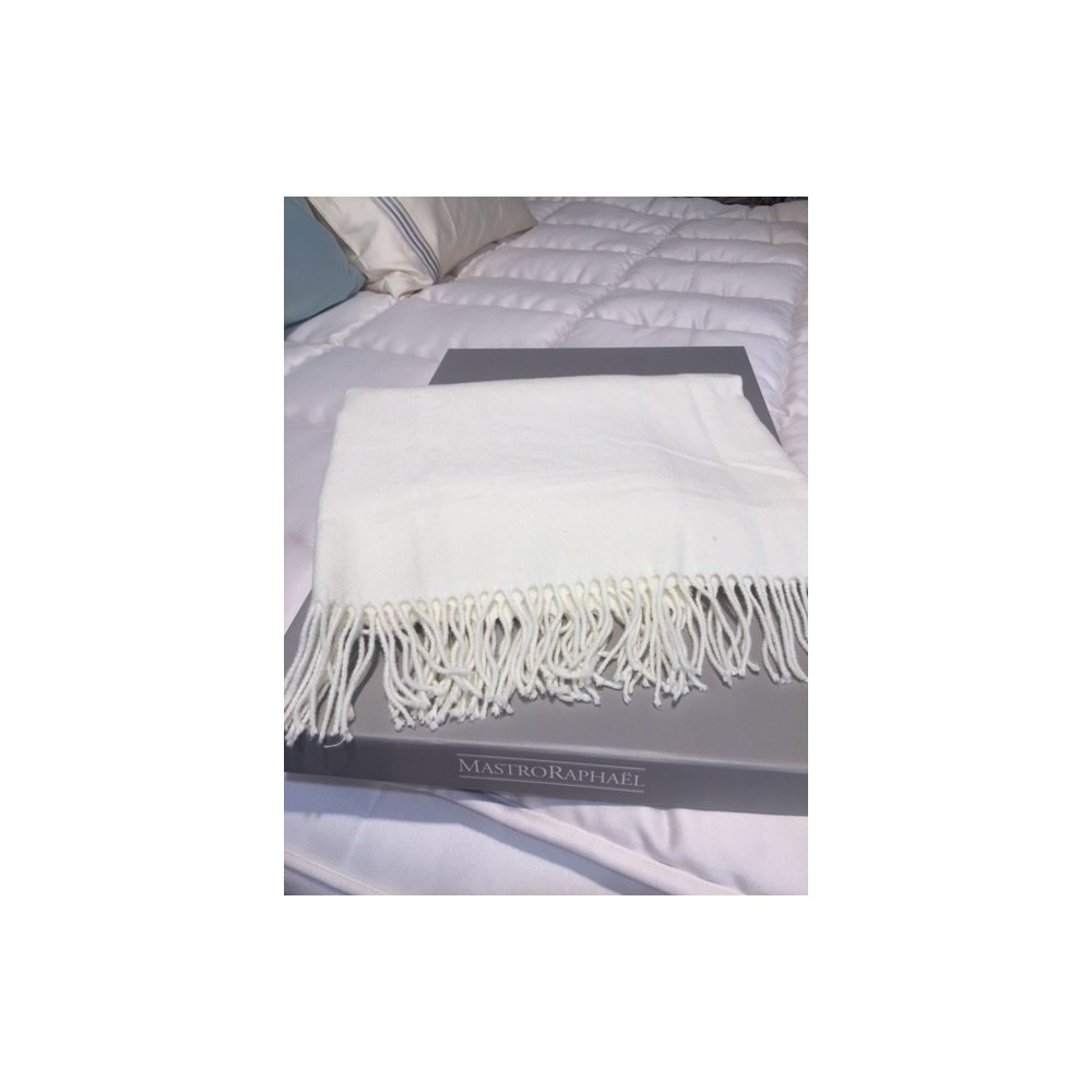 plaid MASTRO RAPHAEL - MEGEVE  130 x 170 cm - 50% cachemire-50% laine col crème 02