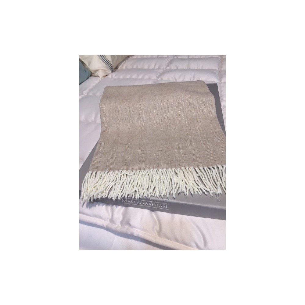 plaid MASTRO RAPHAEL - MEGEVE  130 x 170 cm - 50% cachemire-50% laine col crème 02