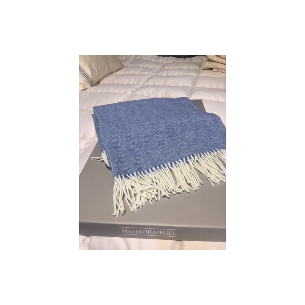 plaid MASTRO RAPHAEL - MEGEVE  130 x 170 cm - 50% cachemire-50% laine col crème 02