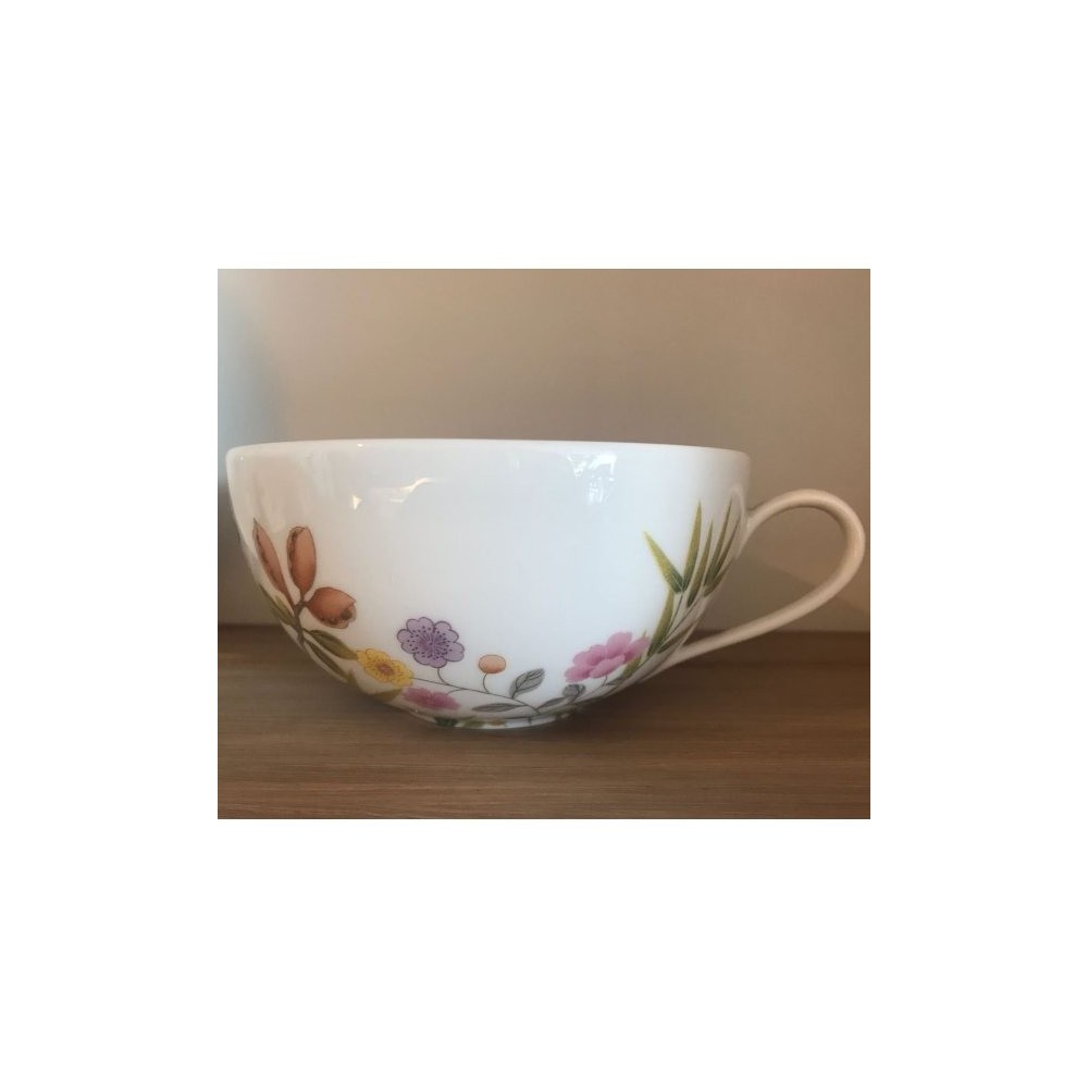 1 tasse et soucoupe à déjeuner RAYNAUD - PARADIS blanc/turquoise diam.21,5 et 14 cm
