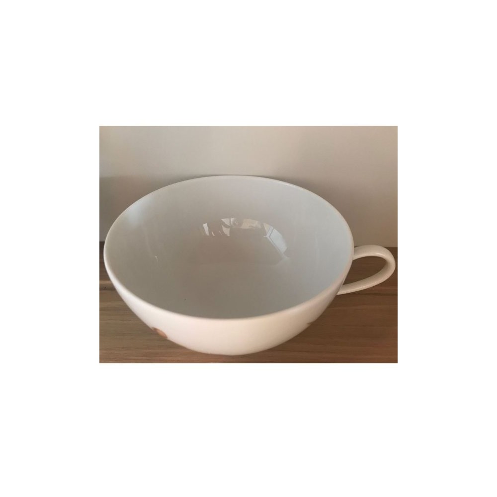1 tasse et soucoupe à déjeuner RAYNAUD - PARADIS blanc/turquoise diam.21,5 et 14 cm