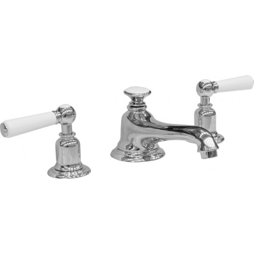 Bamburgh White Lever 3 Hole Sink Tap with PUW