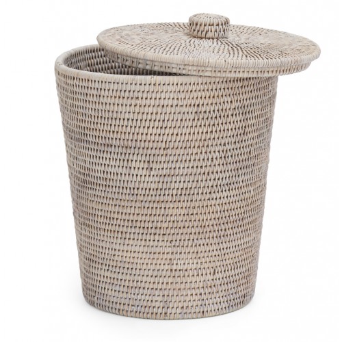 Ashcroft Round Lidded Bin 30x30cm - Silver Reed