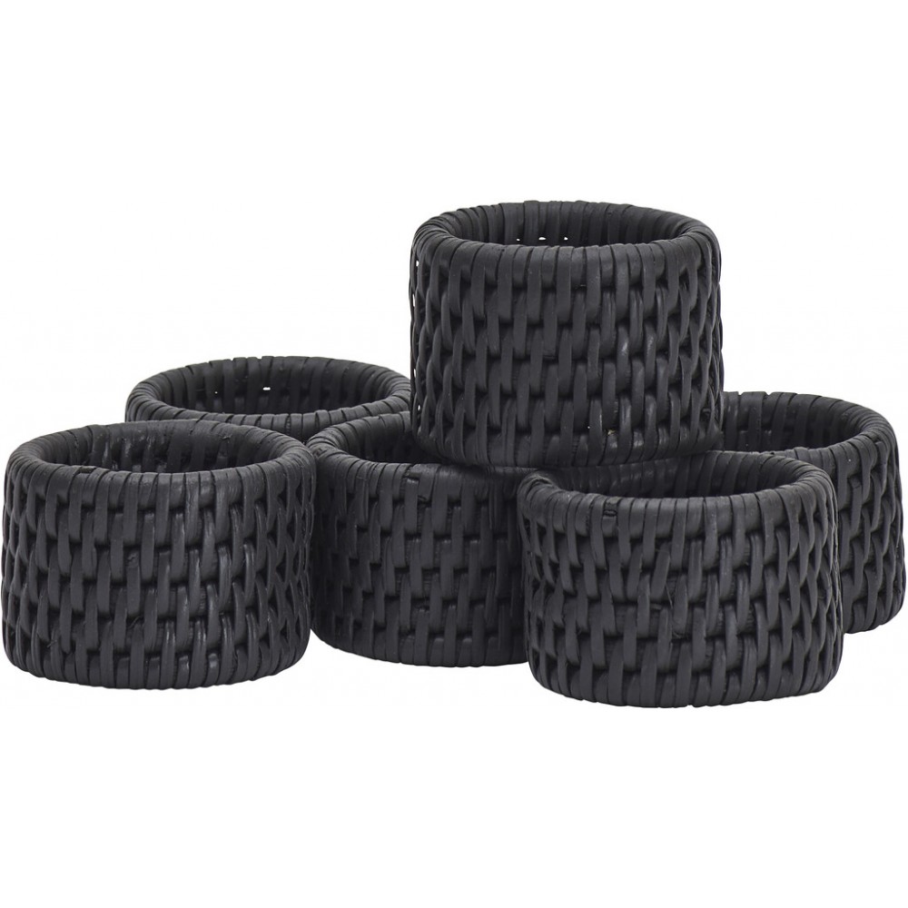 Ashcroft Round Napkin Rings - Charcoal - Set of 6