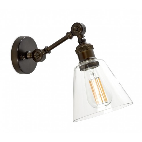 Keats Single Arm Wall Light- Bronze arm and Glass shade