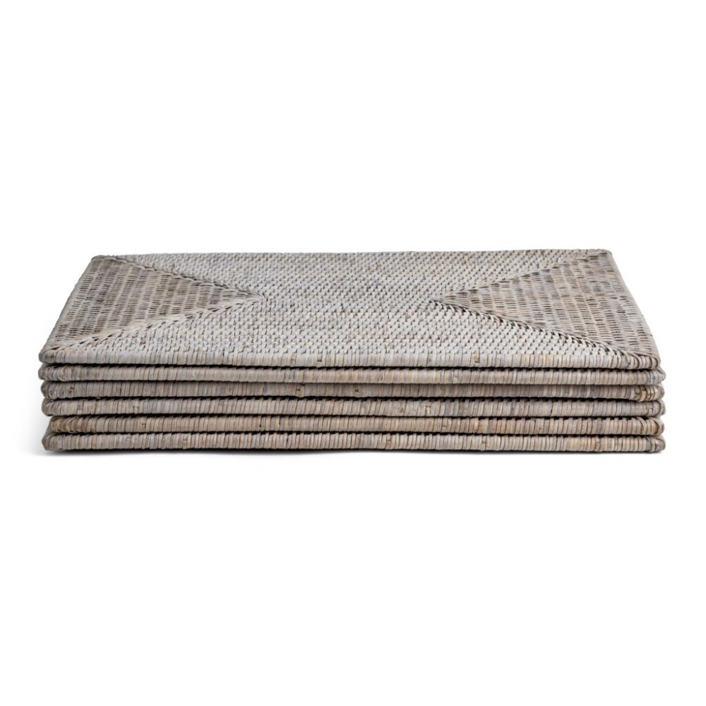 Ashcroft Rectangular Placemats - Set of 6 - Silver Reed