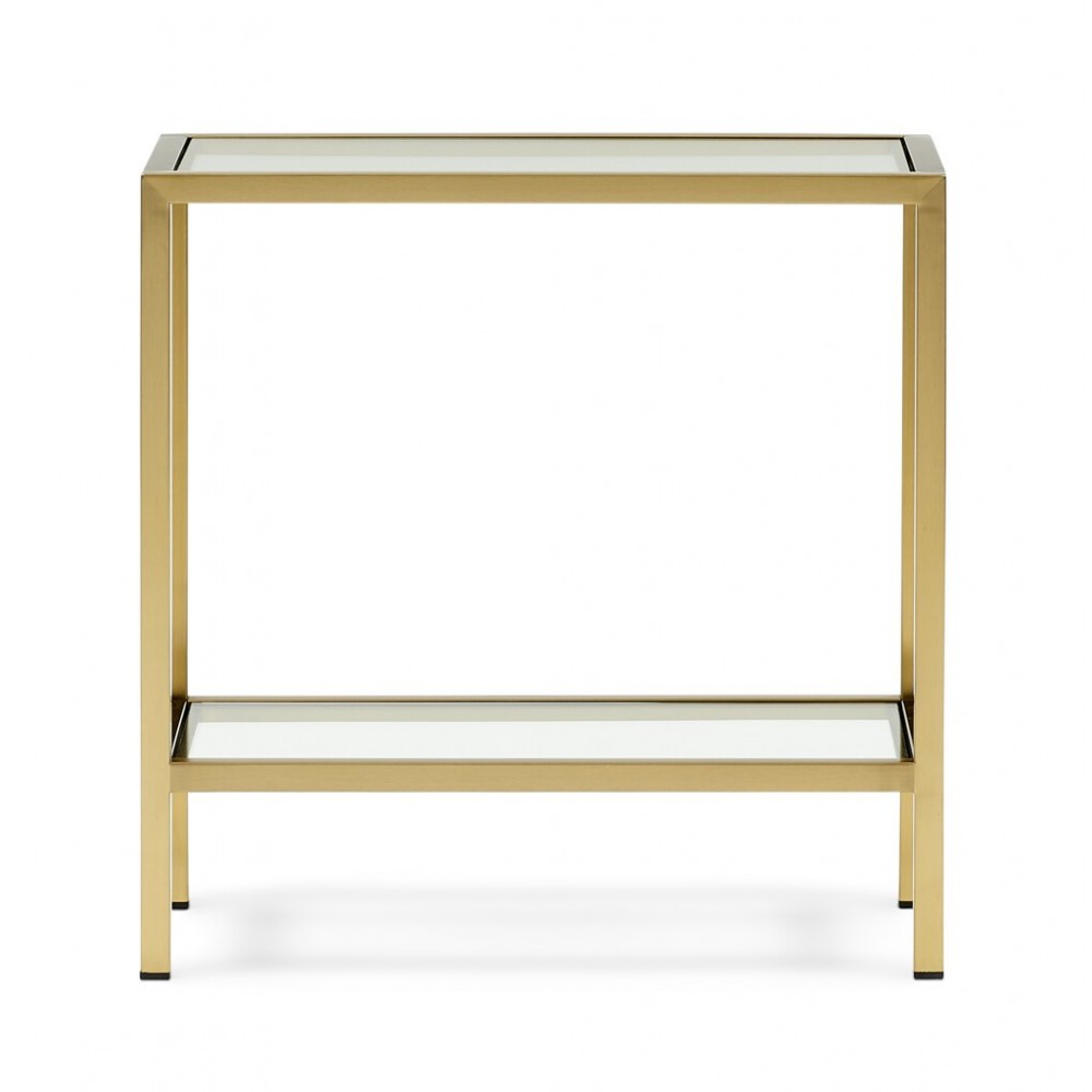 Keswick 53 Rectangular Side Table - Brushed Brass - Brass