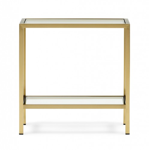 Keswick 53 Rectangular Side Table - Brushed Brass - Brass