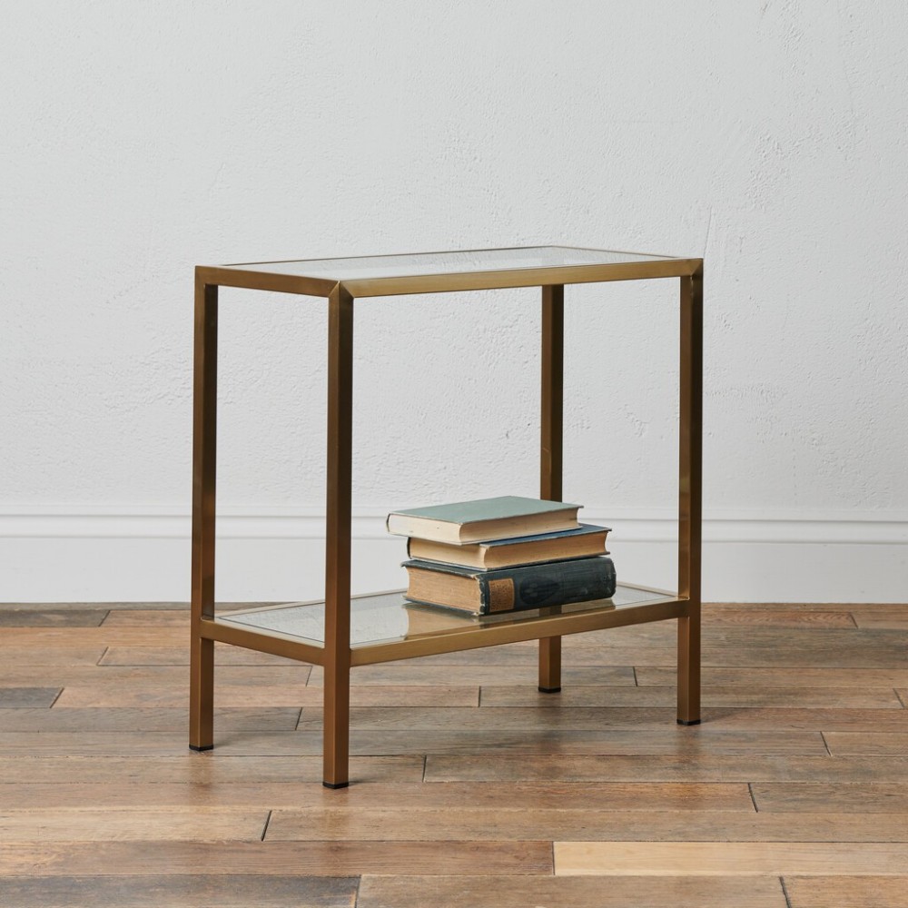 Keswick 53 Rectangular Side Table - Brushed Brass - Brass