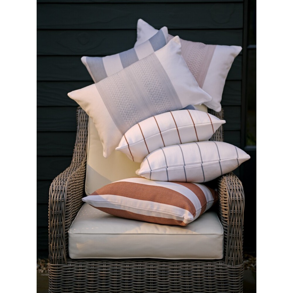 Evie Geometric Outdoor Cushion 35x55cm - Flax Blue