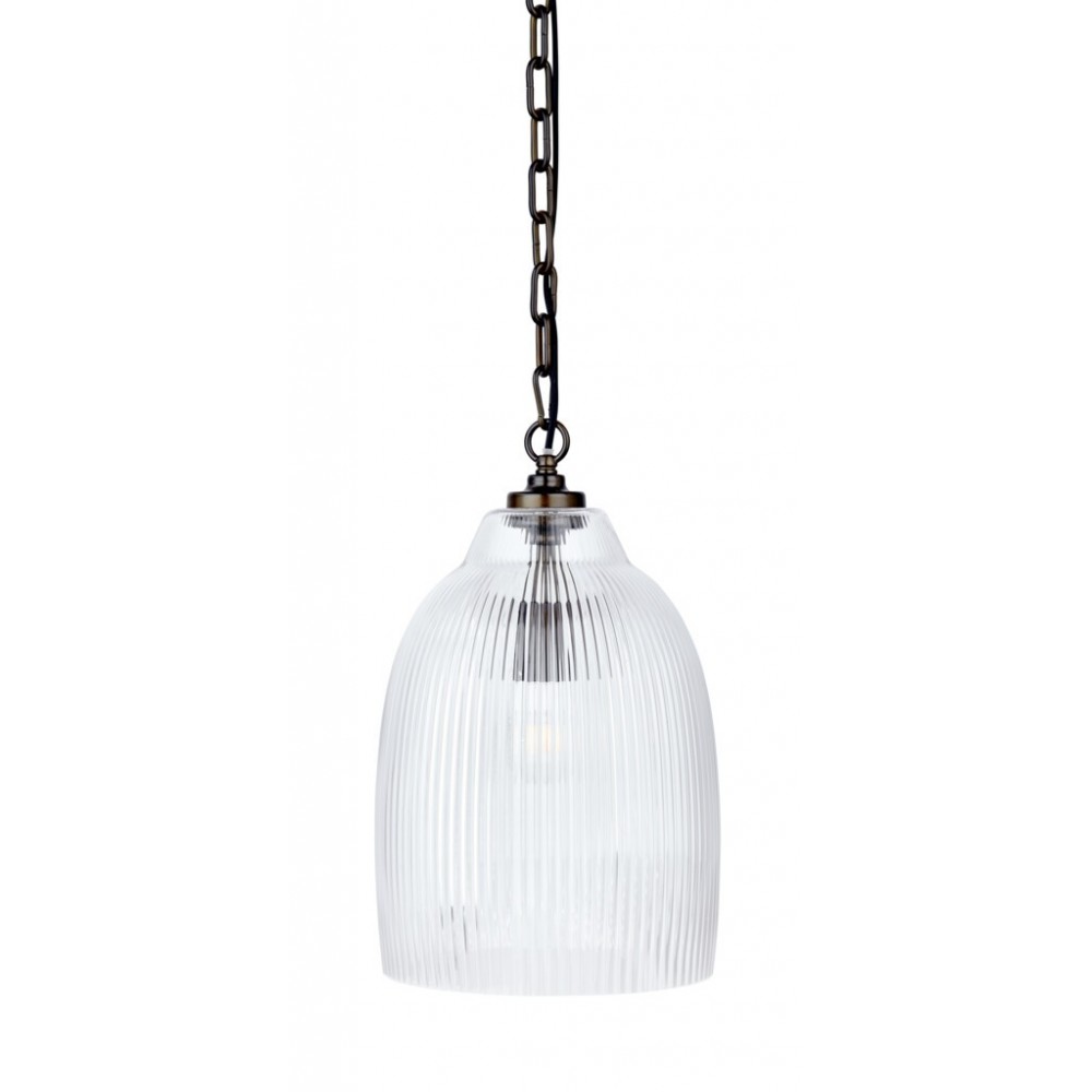 	Shaftesbury Ribbed Bronze Glass Pendant - Small