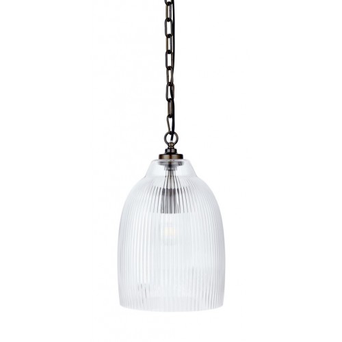 	Shaftesbury Ribbed Bronze Glass Pendant - Small