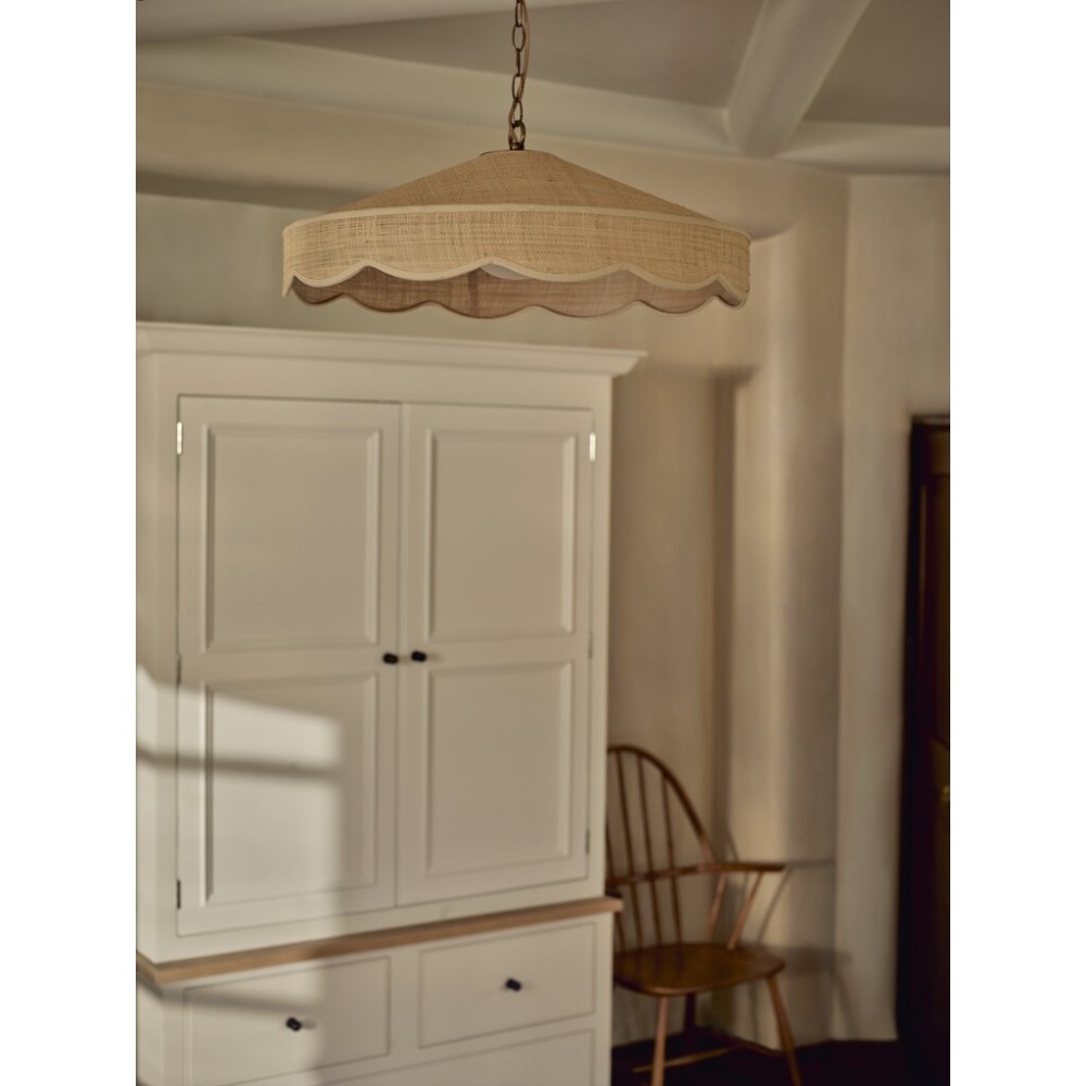 Marina Large Scalloped Pendant - Raffia